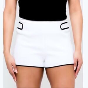 English factory ivory black trim knit shorts
